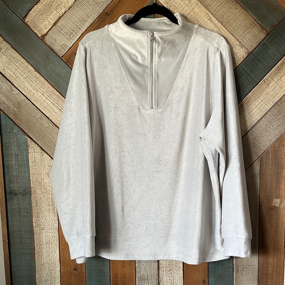 AnyBody Light Gray Long Sleeve Shirt